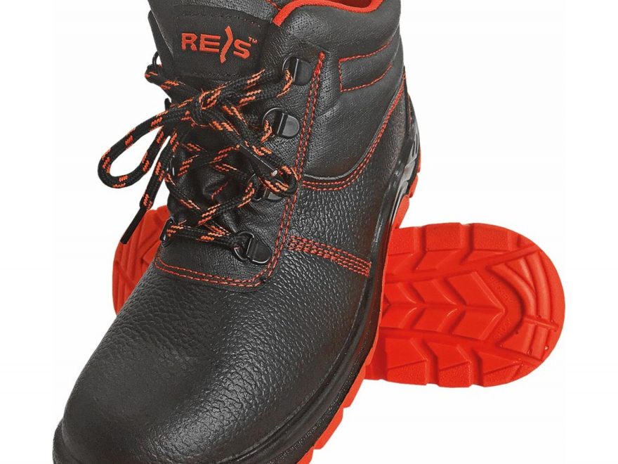 buty robocze z czerwoną podeszwą